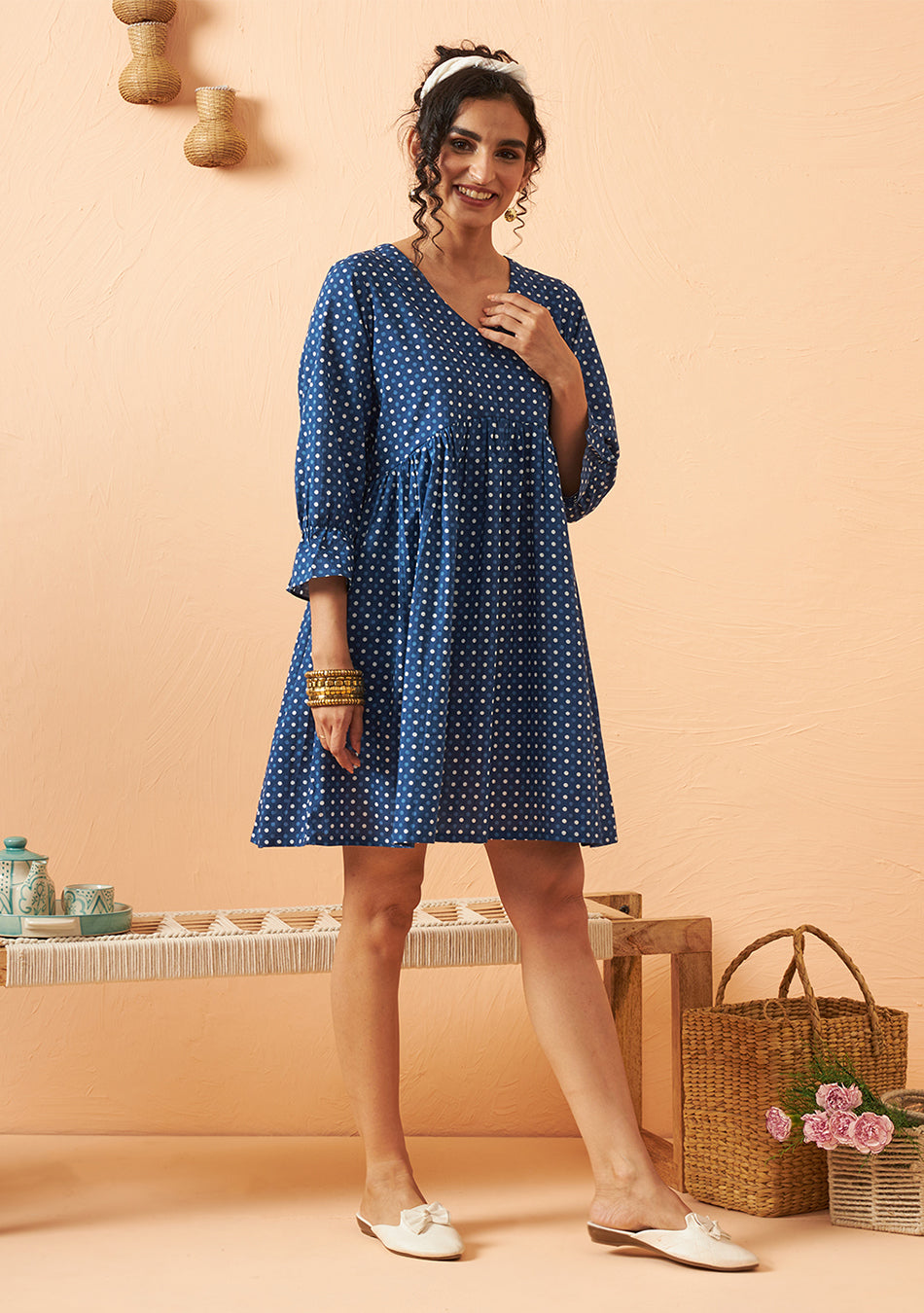 Ammanya Dotty blue dress