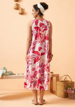 Rosy Leaf Long Dress
