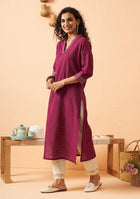 Deep purple solid kurta