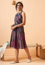 Multicolour Striped Halter Dress