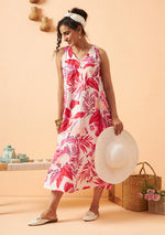 Rosy Leaf Long Dress