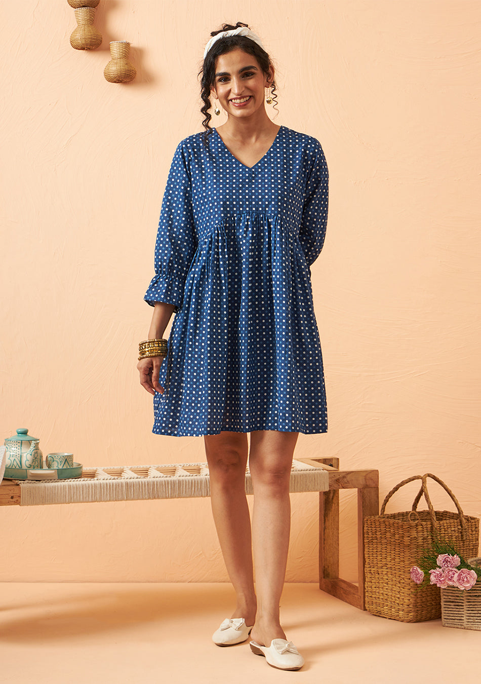 Ammanya Dotty blue dress