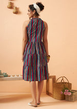 Multicolour Striped Halter Dress