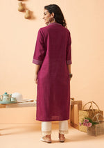 Deep purple solid kurta