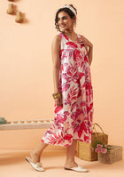 Rosy Leaf Long Dress