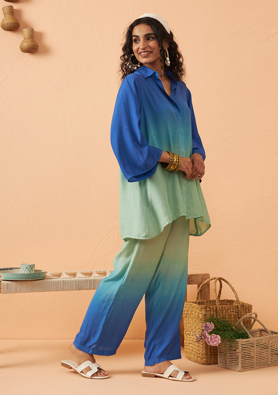 Aqua Sky Muslin Co-ord Set