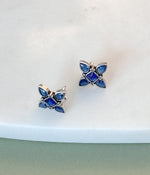 Blue Petal Stud Earrings