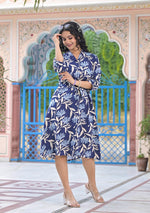 Azure Botanical Midi Dress