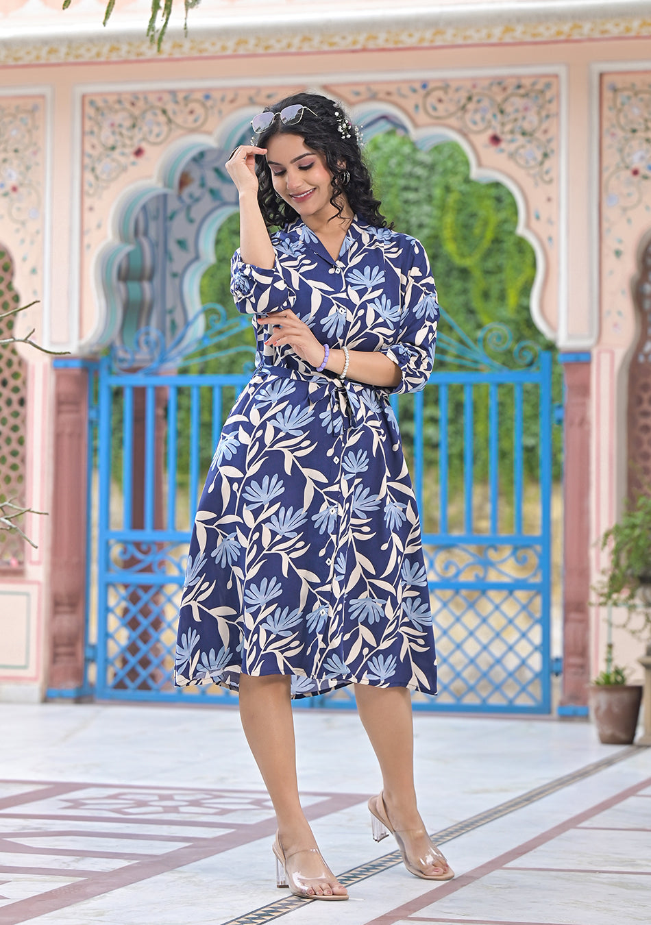 Ammanya Azure Botanical Midi Dress