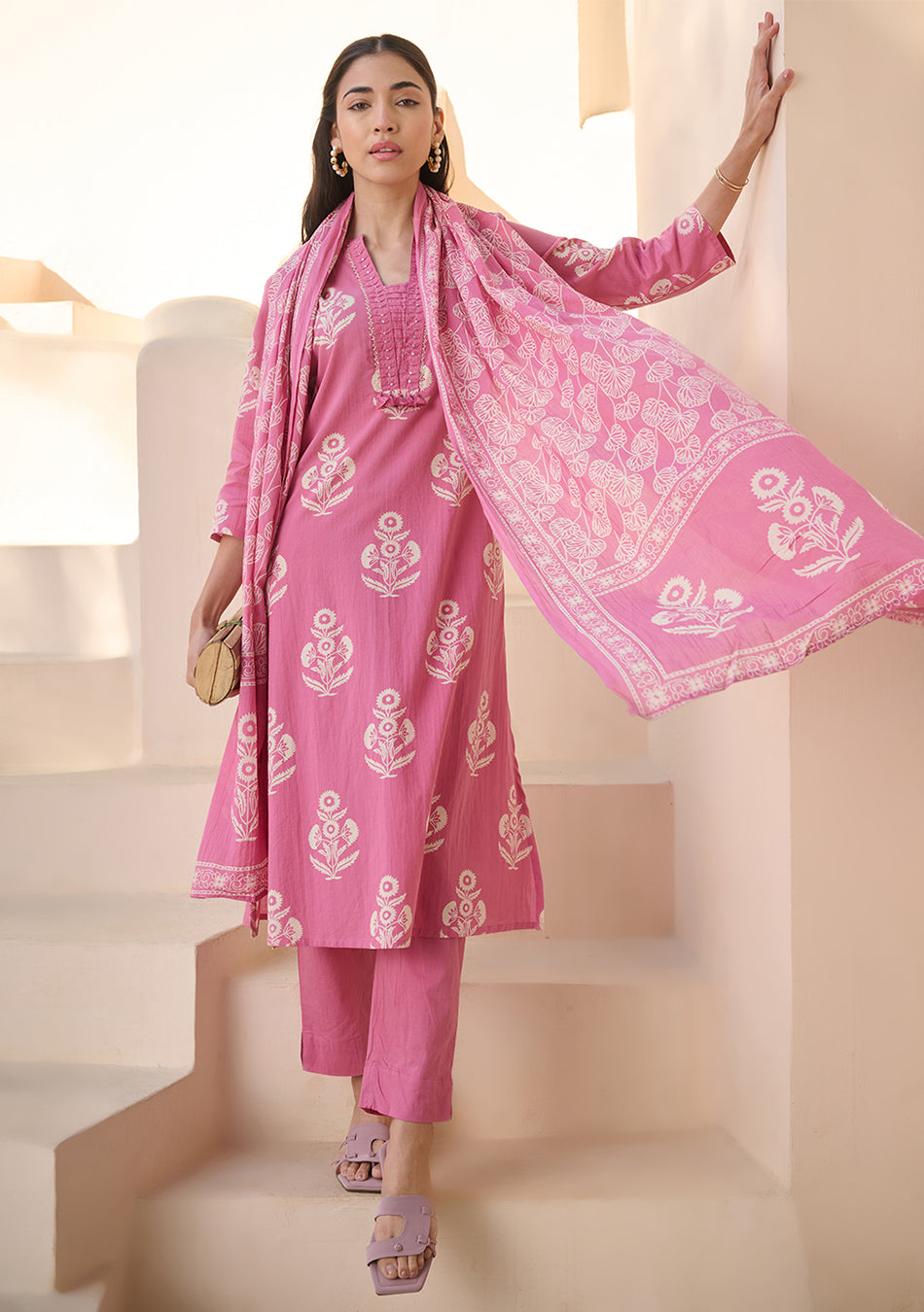 Ammanya Rose Printed Suit Set with Dupatta