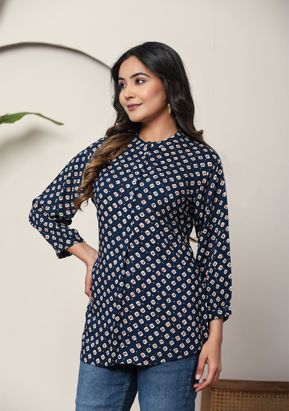 Ammanya Cobalt diamond pleated top