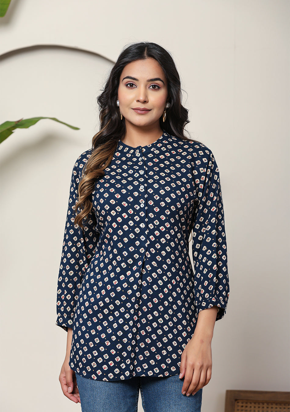 Ammanya Cobalt diamond pleated top