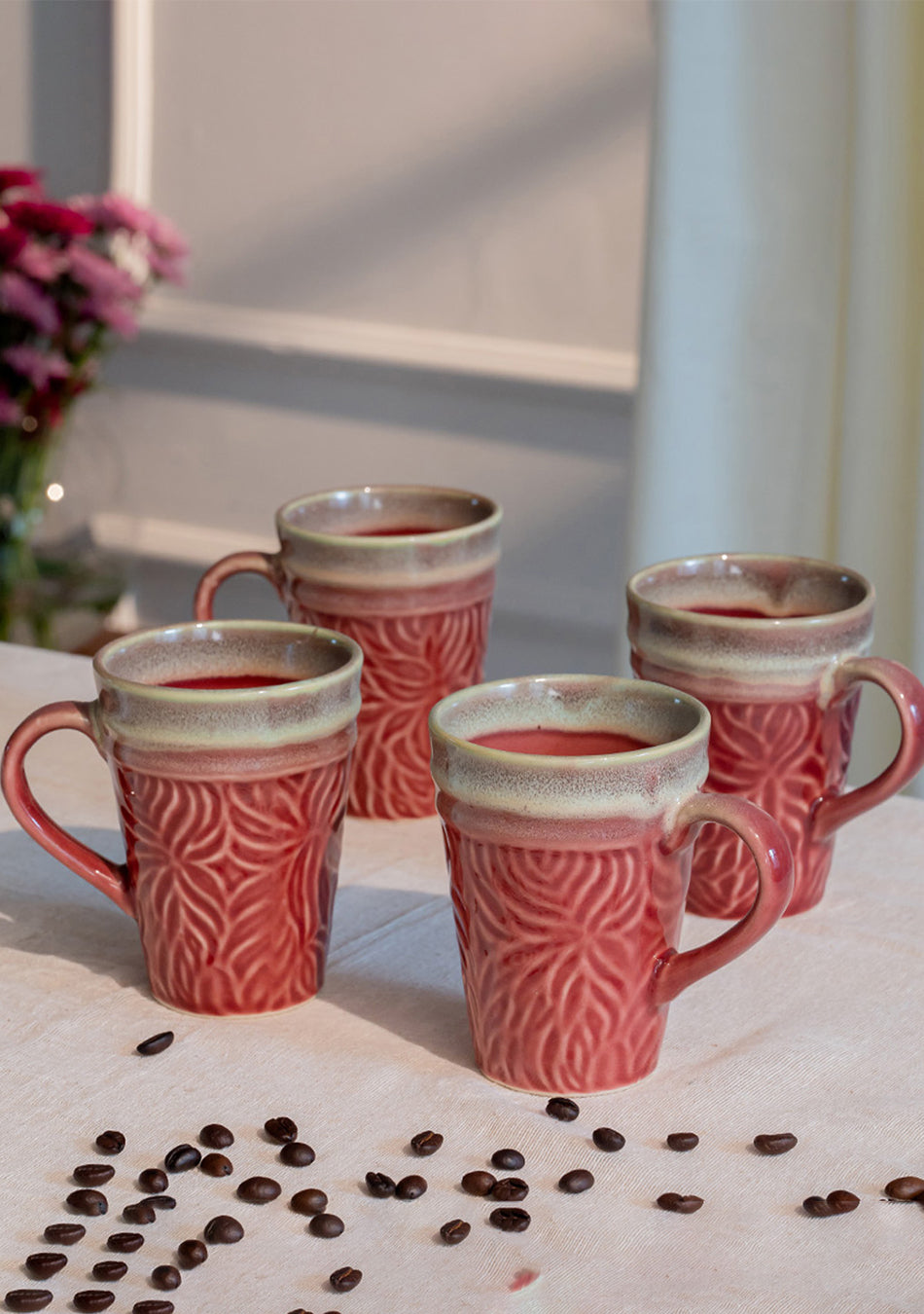 Pink-Green Pigeon Mugs - Handcrafted