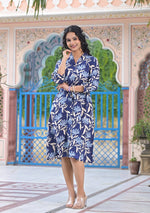 Azure Botanical Midi Dress