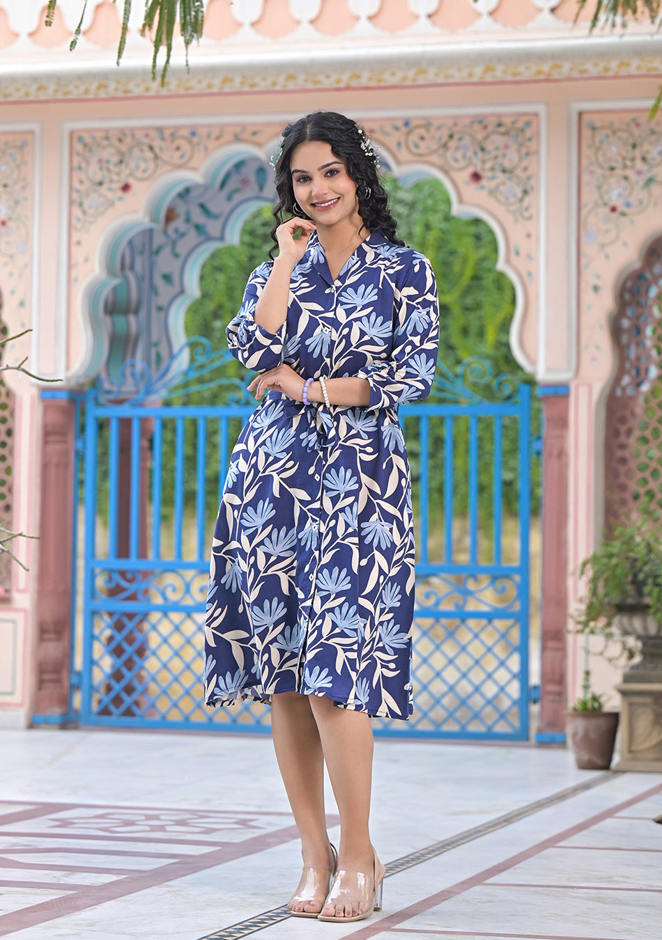 Ammanya Azure Botanical Midi Dress