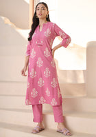 Rose Printed Suit Set with Dupatta