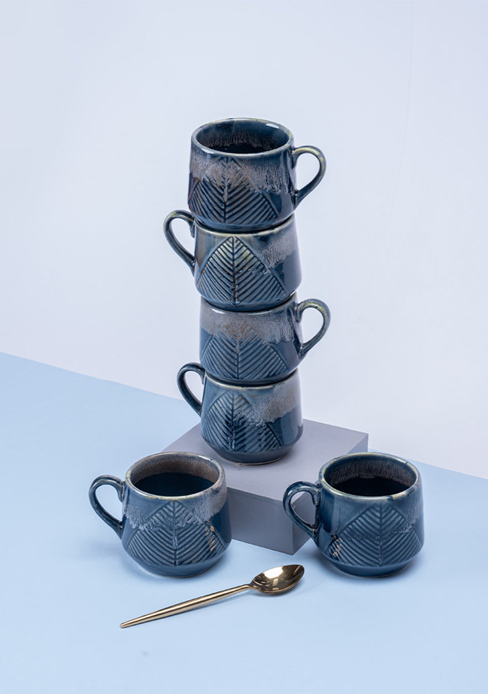 Gnatcatcher Blue Ceramic Mugs Set - Handcrafted