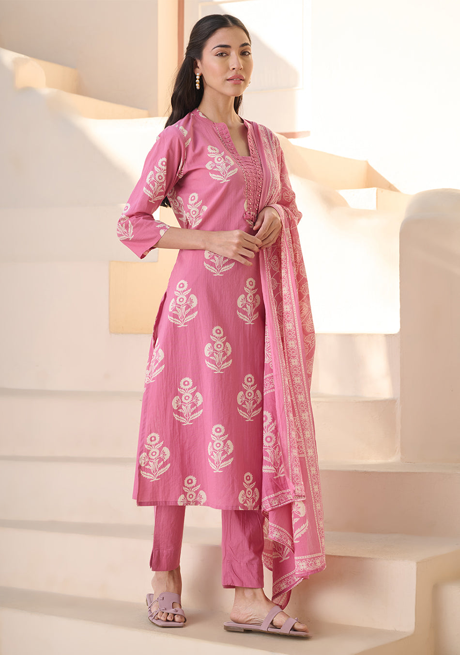 Ammanya Rose Printed Suit Set with Dupatta