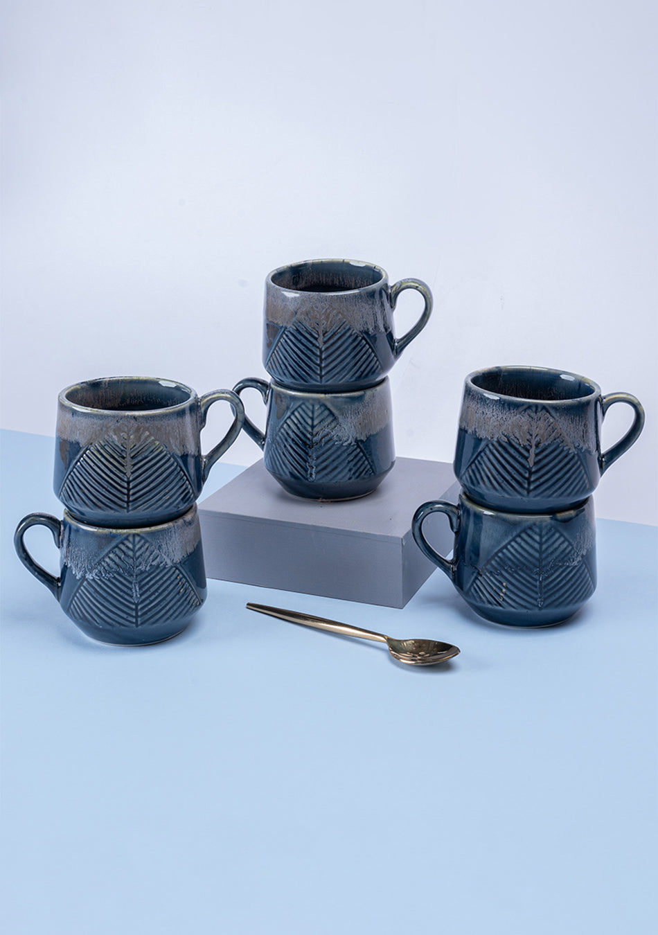 Gnatcatcher Blue Ceramic Mugs Set - Handcrafted