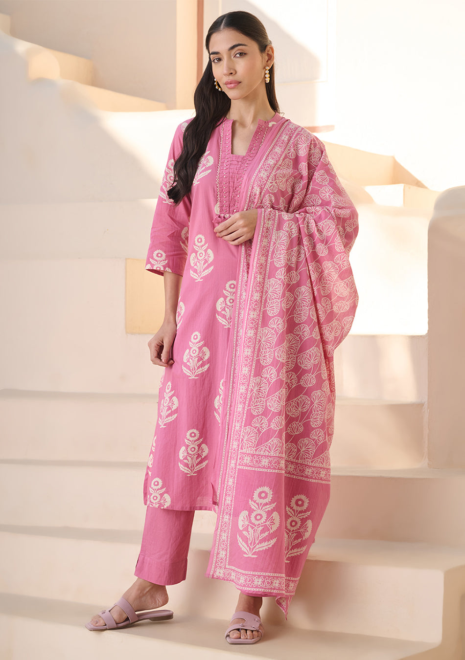 Ammanya Rose Printed Suit Set with Dupatta