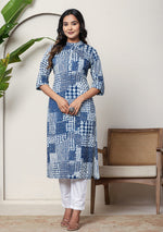 Indigo Patchwork Printed Kurta