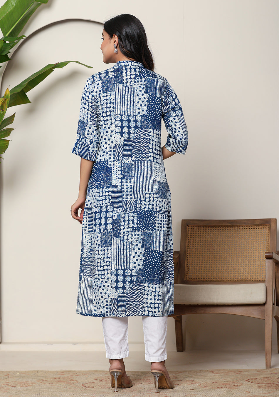 Ammanya Indigo Patchwork Printed Kurta