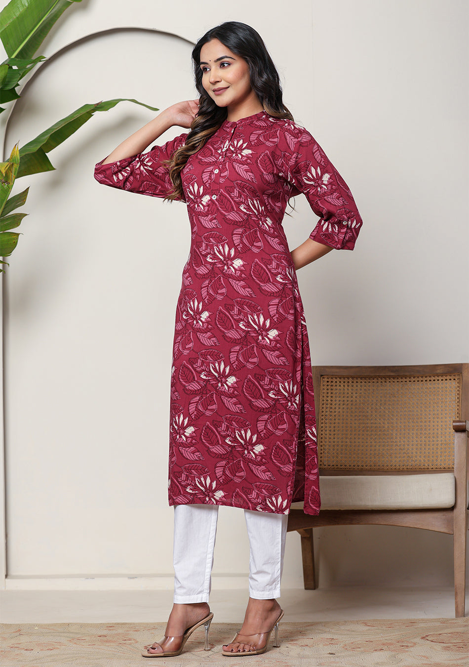 Ammanya Maroon Floral Kurta