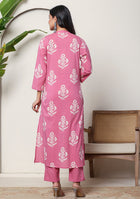 Rose Printed Suit Set with Dupatta