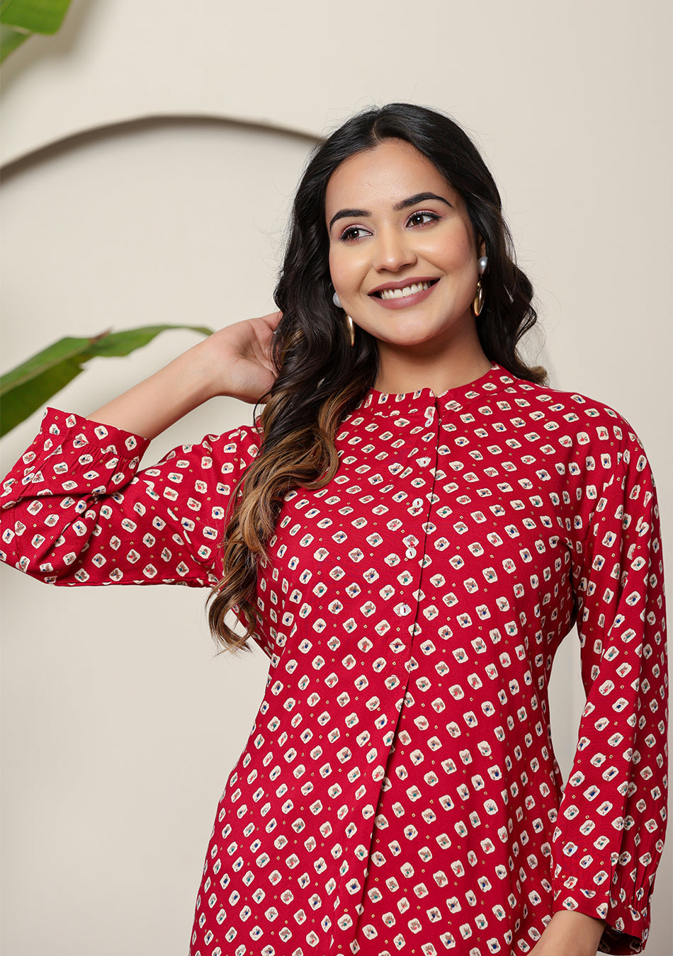 Ammanya Ruby Diamond Pleated Top