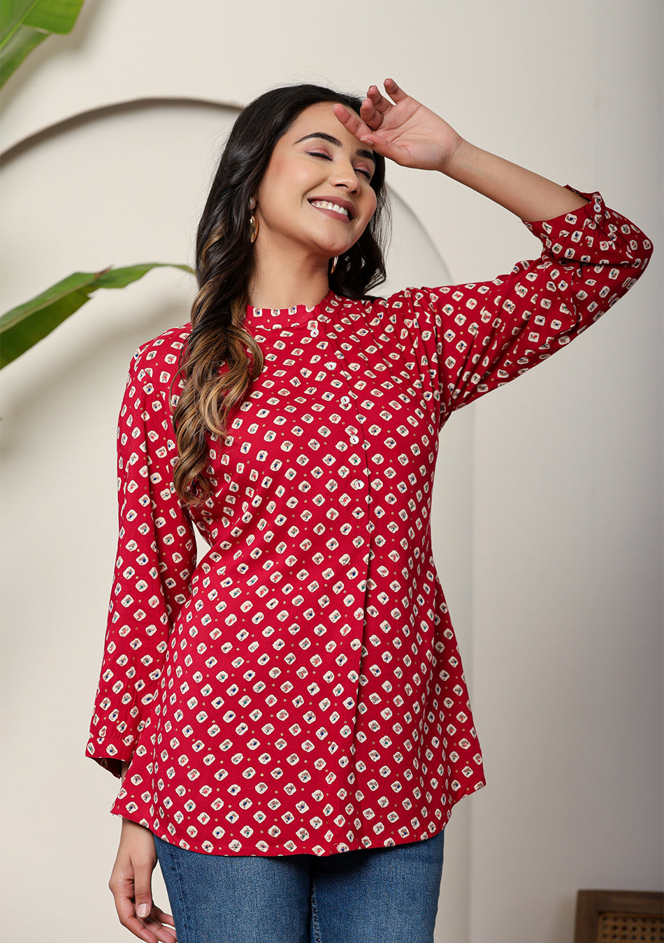 Ammanya Ruby Diamond Pleated Top