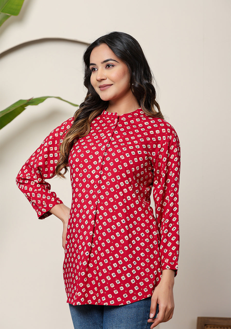 Ammanya Ruby Diamond Pleated Top