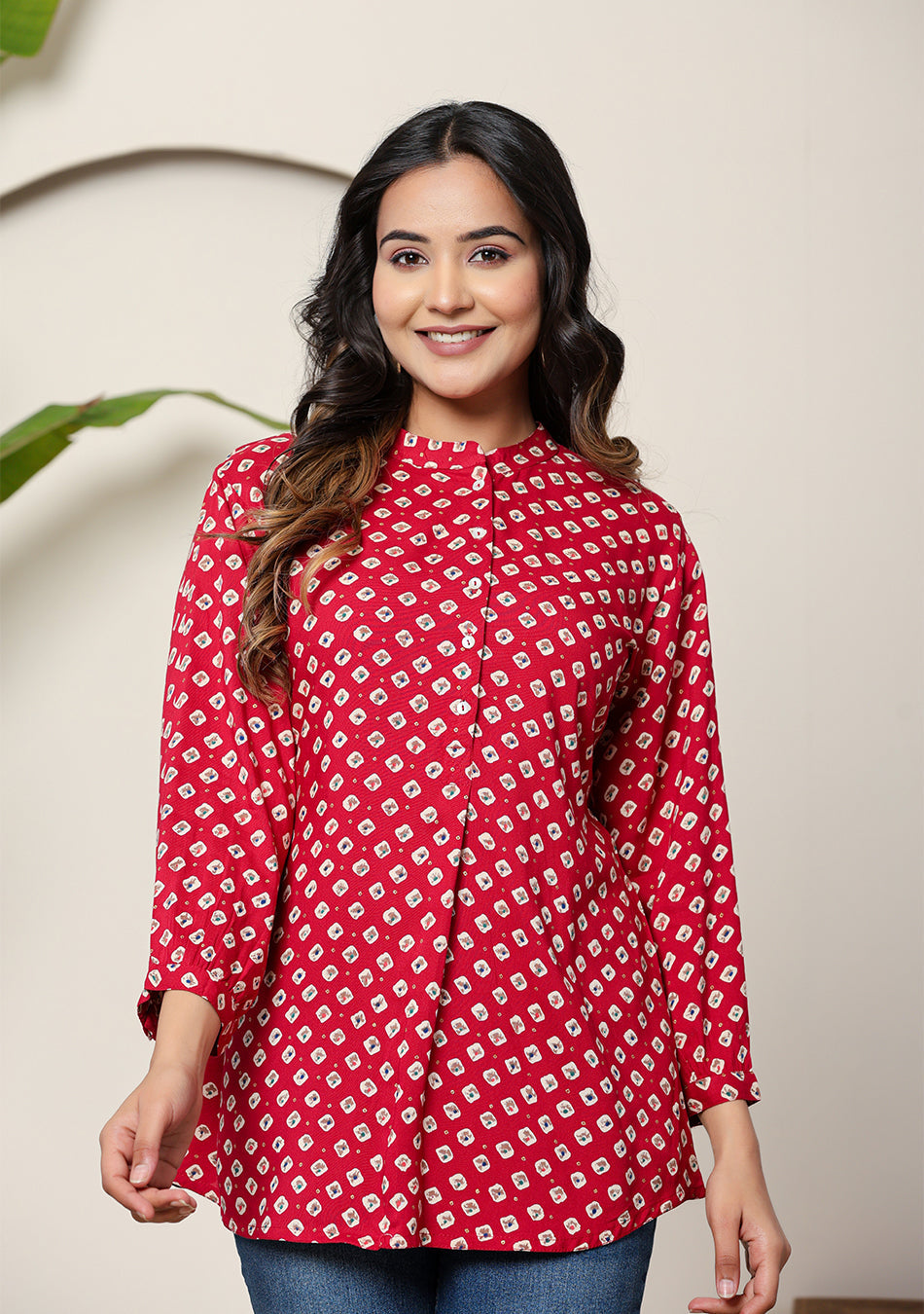 Ammanya Ruby Diamond Pleated Top