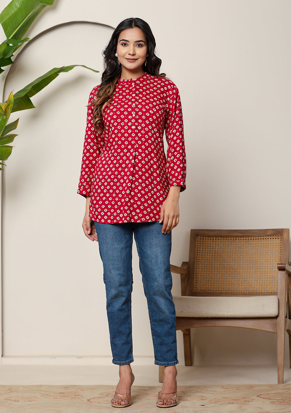 Ammanya Ruby Diamond Pleated Top