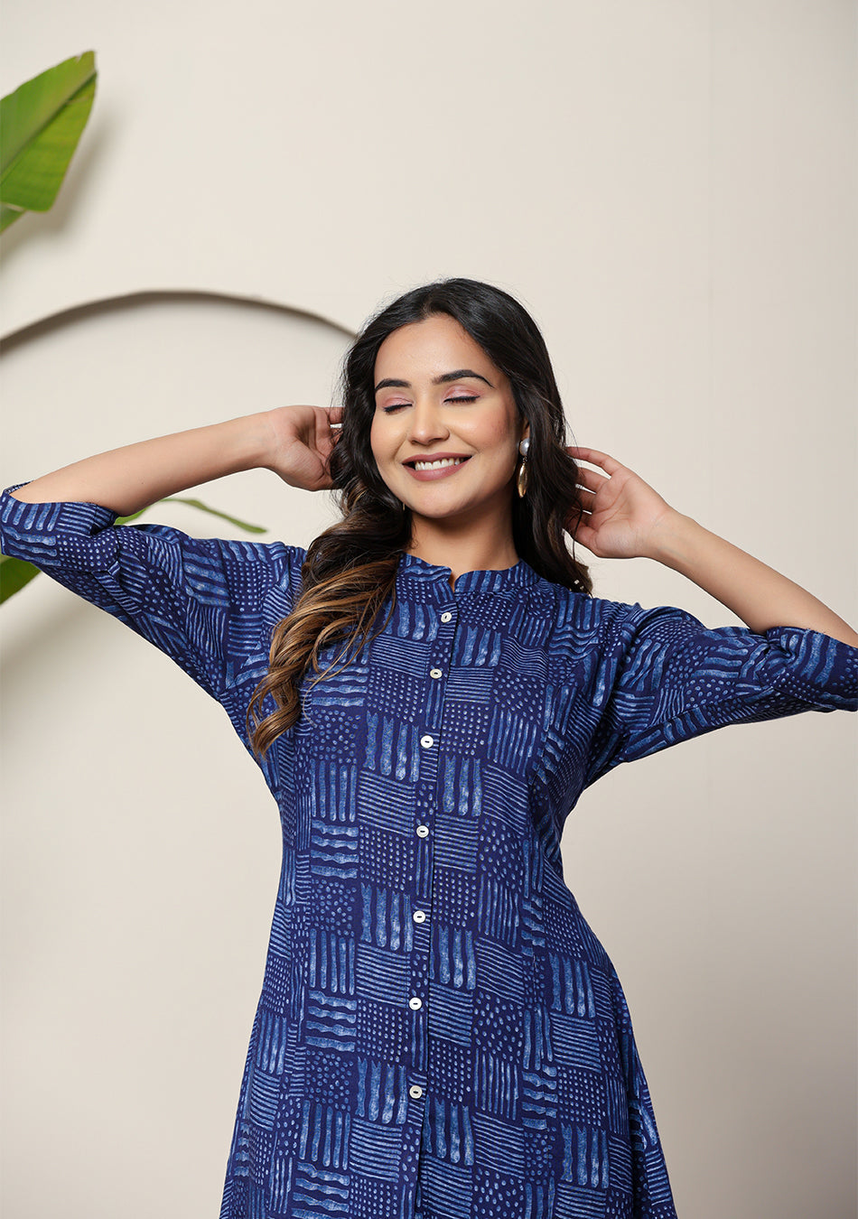 Ammanya Indigo Geometric Print Top