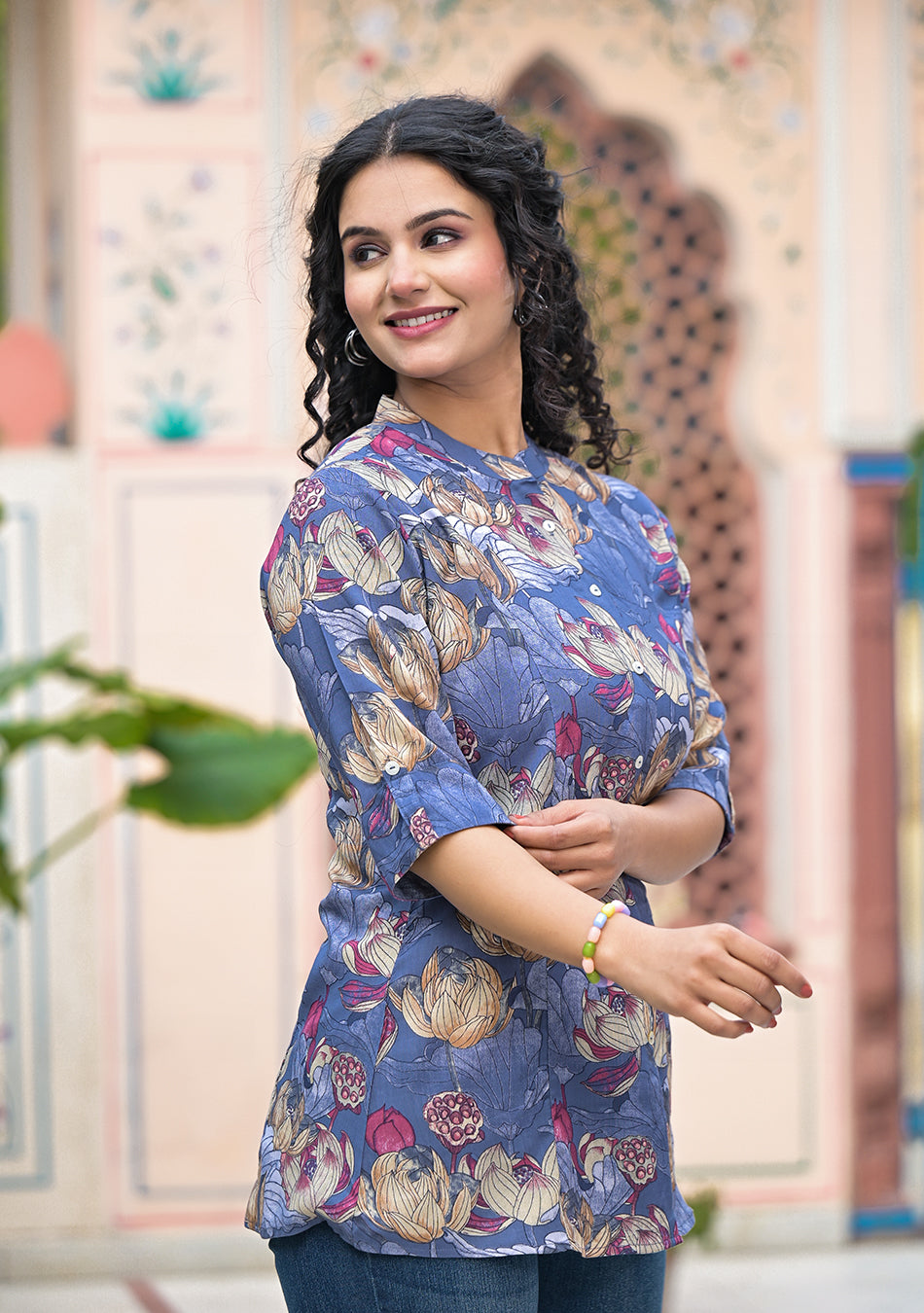 Ammanya SLATE BLUE FLORAL TOP