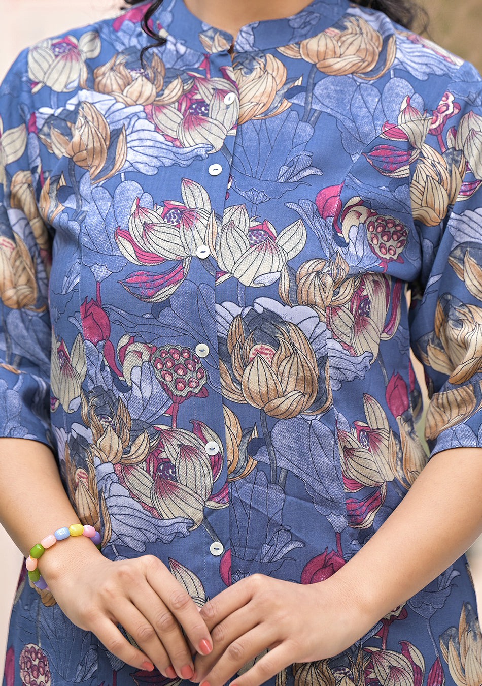 Ammanya SLATE BLUE FLORAL TOP