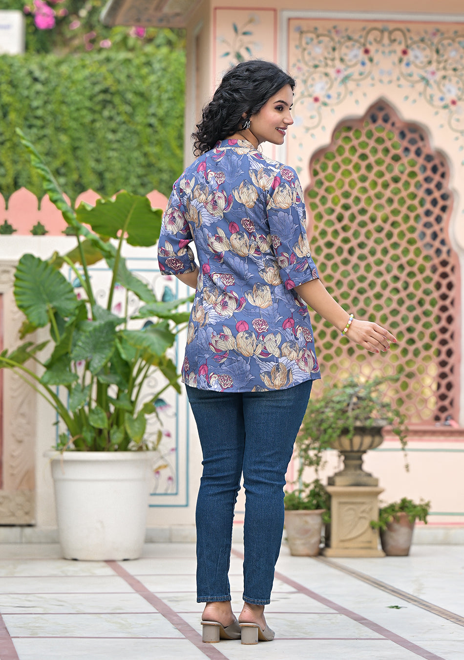 Ammanya SLATE BLUE FLORAL TOP