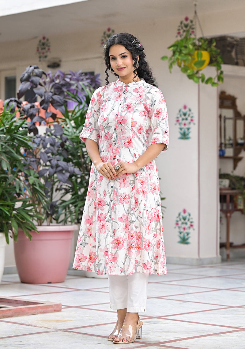 Ammanya Ivory Floral Printed Kurta | Women's Ethnic Wear
