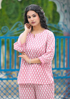 Pink Khadi Print Night Wear/Lounge Wear