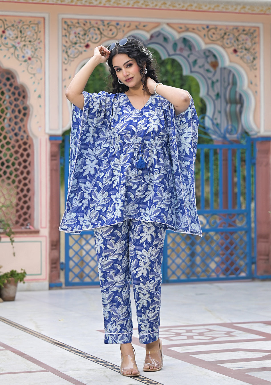 Ammanya Indigo Lily Luxe Kaftan Co-Ord Set