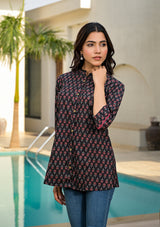 Black Maroon Floral Top
