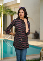 Black Maroon Floral Top