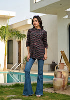 Black Maroon Floral Top