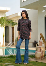 Black Maroon Floral Top