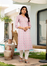 Pink Blossom Print Kurta