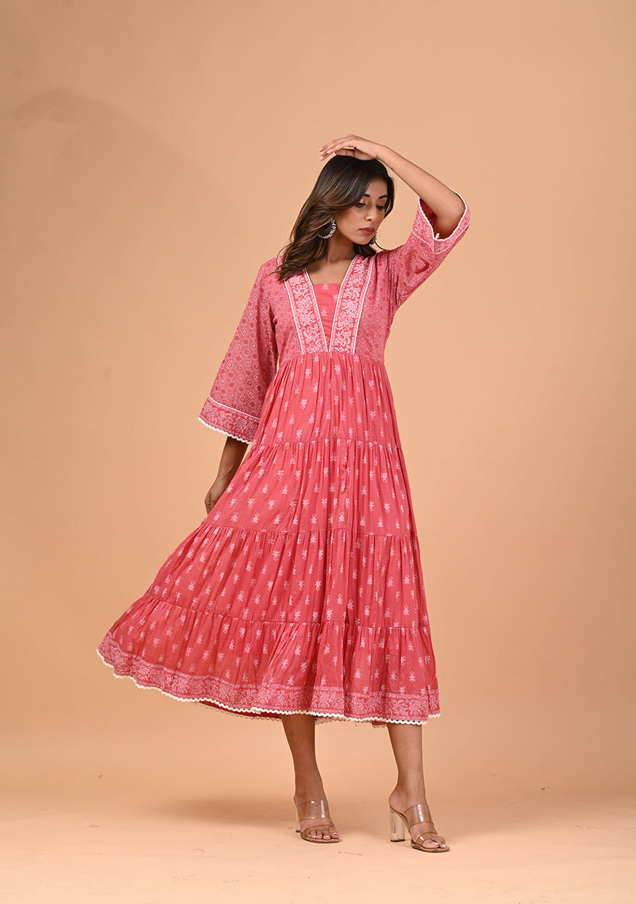Aravalii Dusk Rose Voil Dress
