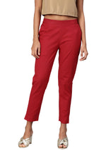Maroon Straight Fit Solid Regular Pant