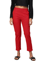 Red Straight Fit Solid Regular Pant