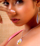 Elephant Motif Pendant and Shell Earring Set
