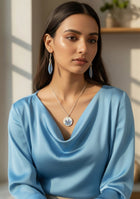 Swiss Cheese Leaf Pendant and Shell Earring Set